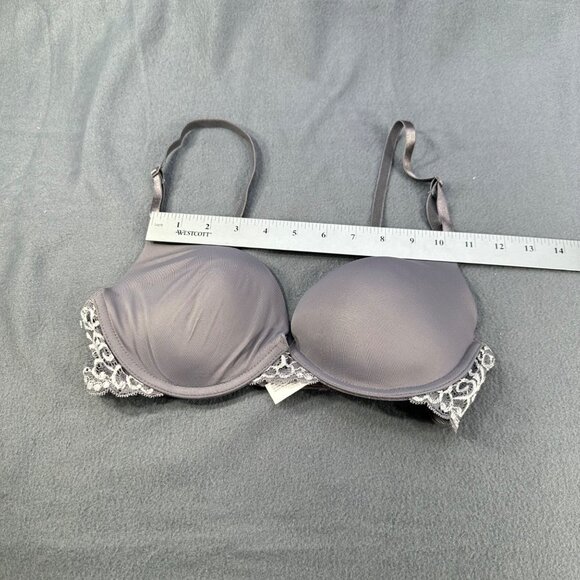 Maidenform Women's Size 34C Bra Pushup Lace Trim Underwire Gray New Without Tags - Picture 5 of 10